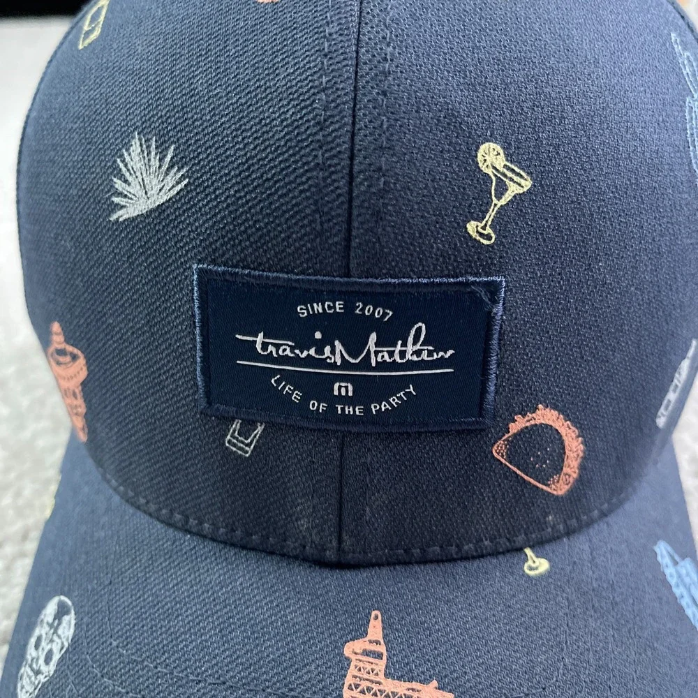 Travis Mathew Hat Cap Mens Snapback Blue Golf Life Of The Party Fiesta Print